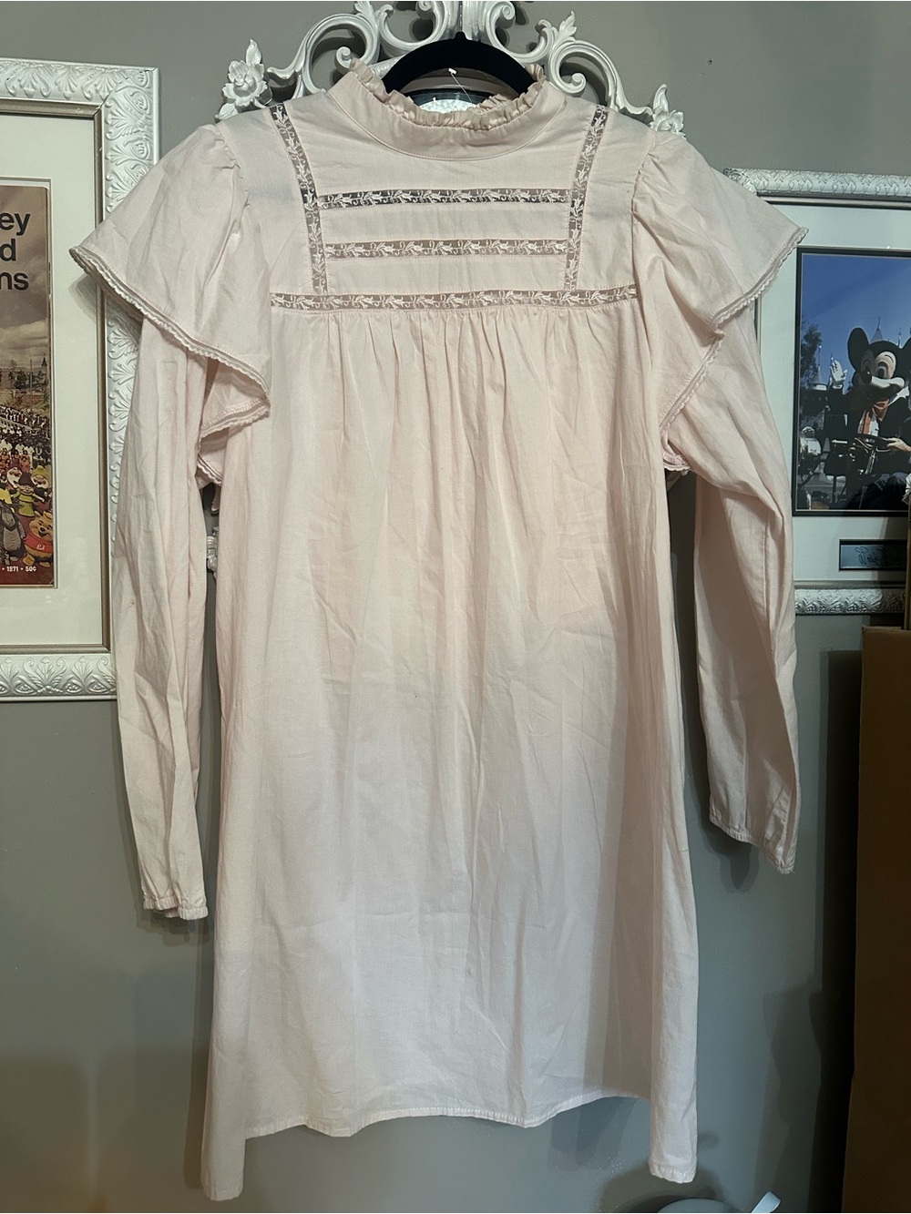 Cynthia Rowley Woman High Neck Long Sleeve Ruffle Trim Poplin Dress